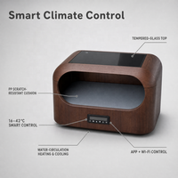 Maison intelligente pour animaux USMILEPET avec circulation d'eau, refroidissement et chauffage, panneau tactile LED, grain de noyer, lit pour chien et chat