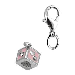 Ciondolo Religioso Placcato Oro "Cuori a Dado" in Lega di Zinco e Ottone da 8x10mm con Zircone Principale, Stile Acciaio Inossidabile - Product Image 1