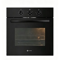 Oven Listrik Built-in 56L Tombol Mekanik 220-240V 4 Mode Pemanasan Konveksi Panggangan Kaca Hitam Ukuran Keluarga OEM