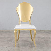 Chaise de banquet en acier inoxydable doré à dossier festonné, siège en PU, vente en gros pour mariages