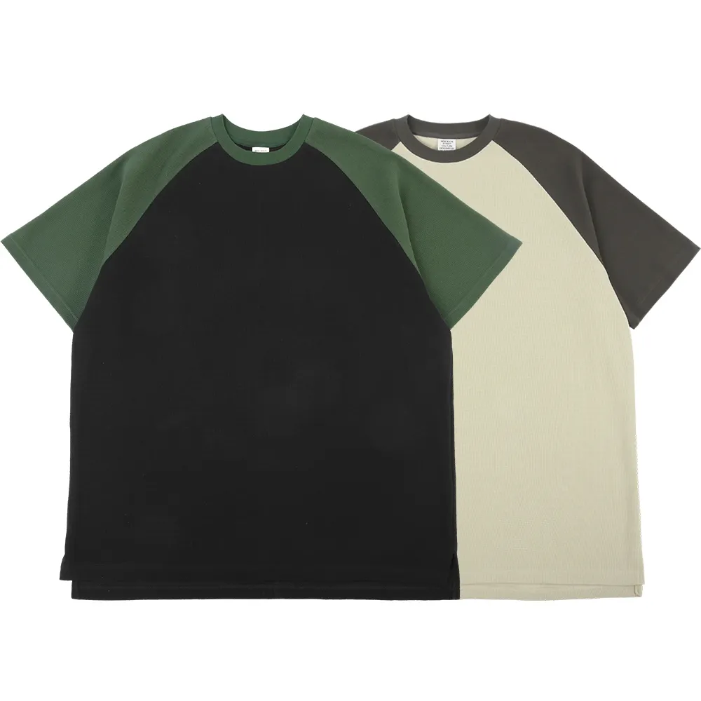 Custom Logo Plain Waffles T Shirts Trending Stylish Contrast Color Boxy Fit Oversize Tshirts High Quality 365g Oversize T Shirt