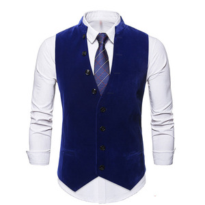 <strong>Mens</strong> <strong>Velvet</strong> Formal Vest Slim Fit Business Suit Vest Solid Color Sleeveless <strong>Waistcoat</strong> - Product Image 2
