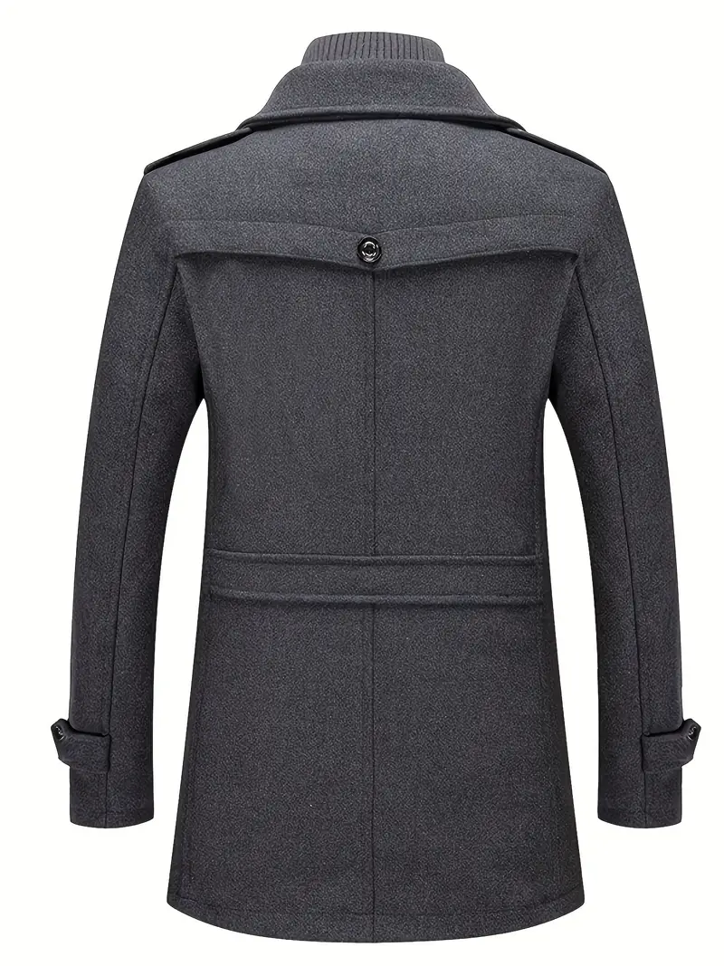 Men's Solid Color Warm Jacket With Pockets Double Lapel Autumn/Winter Casual Wear for Men · image 2