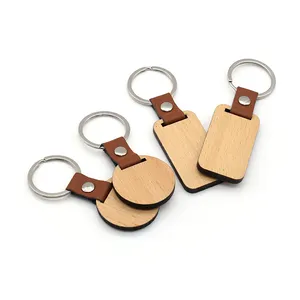 Porte-clés en cuir avec logo personnalisé pour cadeau souvenir, porte-clés en bois vierge, porte-clés de voiture personnalisé, offre spéciale