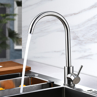 Robinet de cuisine en acier inoxydable 304 certifié WRAS, rotation à 360°, mitigeur d'évier à poignée unique, robinet de cuisine