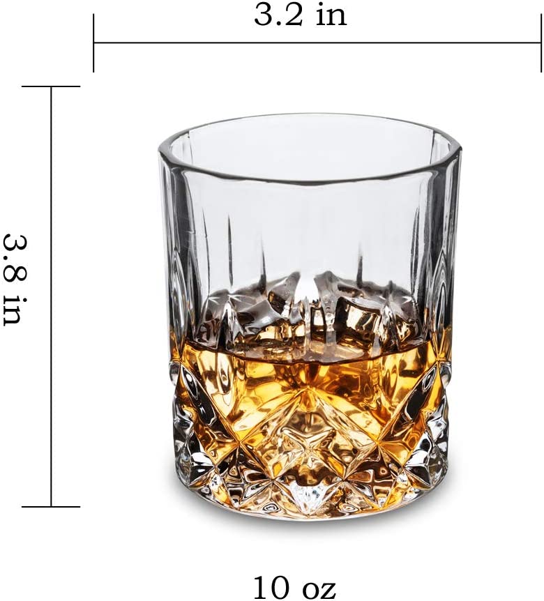 Old Fashioned Whiskey Glasses with Luxury Box - 10 Oz Rocks Barware