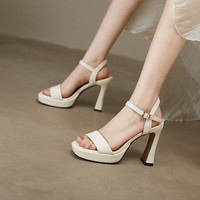 Sandal Wanita Platform Elegan 2026 Musim Panas, Sepatu Kulit Asli Open Toe untuk Pesta, Gaun, Prom, Hak Tinggi 10cm, Sandal Wanita Warna Pink