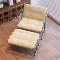 Moderner Einfacher Wohnzimmer-Freizeitstuhl mit Fußhocker Hotel-Schlafzimmer Metallrahmen Stoff-Loungesessel Möbel