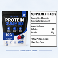 Permen Kunyah Whey Protein Isolate 10g Protein Rasa Campuran Berry Pendukung Otot Bebas Gula 120 Buah Label Pribadi OEM Suplemen Diet
