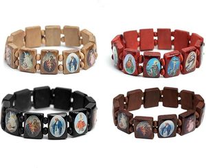 Bracciale KOMI con Perline in Legno in 4 Colori per <span class=keywords><strong>Uomo</strong></span>, <span class=keywords><strong>Rosario</strong></span> in Legno Elastico con Immagini Religiose, Braccialetti Regalo per Donna - Product Image 6