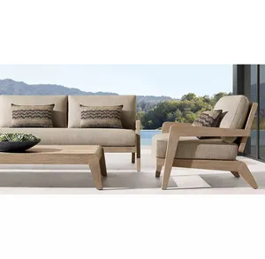 Outdoor Teak Sofa Villa Hotel Terrace Solid Wood Seats Garden Lounge Modern Sofa Cover