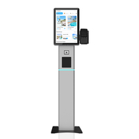 Atas meja 21.5 inci layar sentuh lengkung 10 titik swafoto Printer termal pembaca kode QR lampu LED SDK mendukung