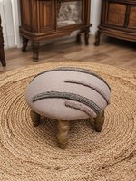 Pouf ou banc à bascule en coton et lin fait main de style Wabi-sabi importé de Chine, idéal comme repose-pieds ou banc à chaussures
