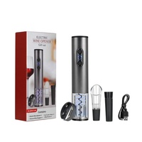 Ensemble d'ouvre-vin électrique rechargeable en alliage d'aluminium comprenant un bouchon de vin et un verseur de vin