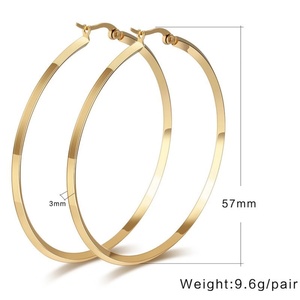 Factory Wholesale Cheap Price Stainless Steel <b>Thin</b> Large Round 18K <b>Gold</b> Bohemian <b>Hoop</b> Earrings for Women Wedding Party Gift - Product Image 2