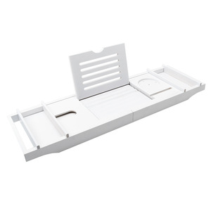 Étagère de bain en bambou 43x9.05x1.77 pouces, extensible, avec support pour livre, téléphone et bougie pour baignoire - Product Image 4
