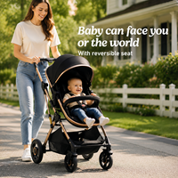 Système de poussette pliable 6 en 1 pour bébé avec sac à langer et siège auto pour bébé de 0 à 3 ans