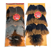 Lot de tissage de cheveux afro Marley Kinky en fibre protéinée, 16 pouces, 220g, couleur teinte, ondulation naturelle, 7x durable, doux, avec closure