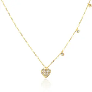 Collar <span class=keywords><strong>POLIVA</strong></span> Chapado en Oro Rosa de Plata de Ley 925 para Mujer, Colgante de Corazón con Circonita Cúbica y Cadena de Eslabones con Microincrustaciones de 40+5 cm, Regalo - Product Image 1