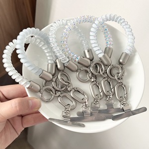 <span class=keywords><strong>Cordon</strong></span> de téléphone minimaliste en spirale, sangle de poignet élastique télescopique pour téléphone, chaîne de téléphone portable anti-perte à double fermoir - Product Image 2
