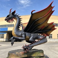 Modèle de dinosaure animatronique pour parc d'attractions extérieur, dragon occidental réaliste personnalisé avec capteur infrarouge pour parc à thème