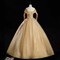 Robe de bal française en dentelle perlée, épaules dénudées, couleur Champagne, robes Quinceanera, grande taille, pas cher, 16 robes