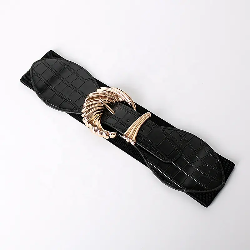 Fashion ladies elastic belt Women's belt for dresses Stretch leather wide belt seal