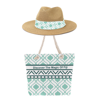 Conjunto de Bolso Tote de Lona y Sombrero Panamá, Nuevo Diseño 2024, Moda Femenina, Primavera Verano, Bolso de Playa Portátil con Cierre