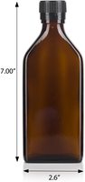 Flacon en verre ambré de 250 ml / 8 oz pour médicaments liquides de pharmacie avec joint inviolable à nervures noires et insert de versement