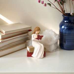 Statue d'ange en résine, décoration d'intérieur, ornement artisanal en résine, cadeau pour salon, étagère, décoration de bureau, sculpture - Product Image 5