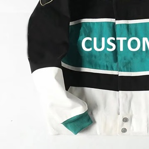 OEM Custom Design High Quality Embroidery Mens Bomber <strong>Jackets</strong> Color Blocking Button up Motorcycle Vintage <strong>Racing</strong> <strong>Jacket</strong> - Product Image 4