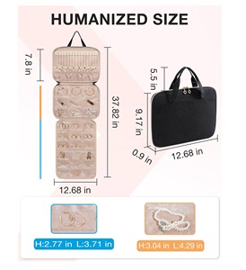 Estuche Organizador de Joyas de Viaje, Bolsa Enrollable para Joyas con Bolsillos, Bolsa Enrollable de Gran Capacidad para Anillos - Product Image 3