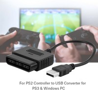 Adaptador de controlador PS1 PS2 para PS3, Cable USB 3A, chaqueta de PVC de carga rápida con blindaje trenzado, convertidor corto negro para PC fo