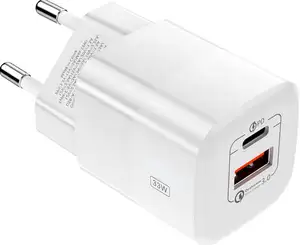 USB C充电器33W USB充电器多重快速充电，USB电源2端口PD & QC 3.0电源适配器，带GaN Technol