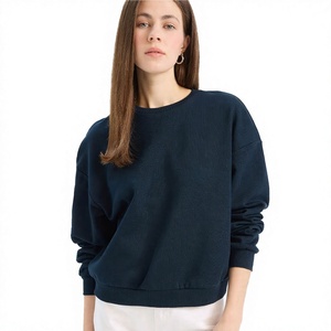 100% cotton crew neck sweatshirt Women's solid color pullover Full sleeve knitted autumn wear - Product Image 5