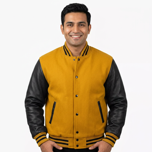 Wholesale Letterman Varsity <b>Jackets</b> Wool Body Genuine <b>Leather</b> CollegeBaseballjacket for <b>men</b> - Product Image 1