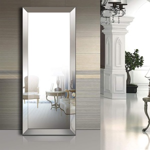 Full Length <strong>Mirror</strong> Standing <strong>Hanging</strong> Rectangle Bedroom Floor Dressing <strong>Mirror</strong> Wall-Mounted <strong>Mirror</strong>, Stainless Steel Frame - Product Image 1