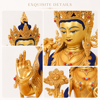 Handgefertigte Grüne Tara Buddha-Statue aus Messing, Metallkunst-Skulptur für Heimdekoration und Tempelaltar