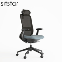 Chaise de bureau de direction moderne de luxe réglable, 4 positions de verrouillage, ergonomique, pivotante, en maille, avec accoudoirs 4D en PU et base en aluminium