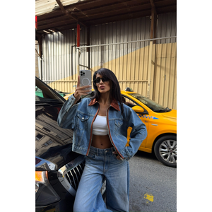 Chaqueta de Mezclilla Azul Índigo para Mujer, Marca Yaka, Talla S - Product Image 1