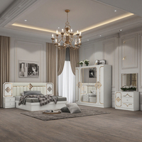 Ensemble de chambre d'hôtel DAVINI Modèle 8808 King Size, lit double moderne de luxe avec miroir, finition beige brillante, rangement intégré - Vente en gros à prix abordable