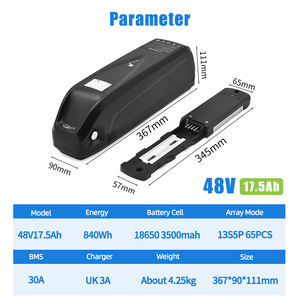 Batterie au lithium NLK haute capacité pour tube inférieur 18650 1000w, pack de batteries 48V 17.5Ah 30A, batterie de vélo électrique, batterie de vélo électrique avec chargeur - Product Image 2