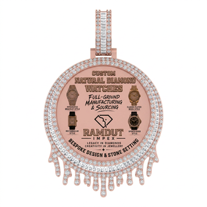 Custom Natural Diamond GIA Certified Round Brilliant Cut Portrait Pendant Personalized <b>Wedding</b> Engagement Gift <b>Keepsake</b> Jewelry - Product Image 1