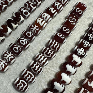 Бусины из натурального агата в тибетском стиле, 8 х12 мм - Product Image 6