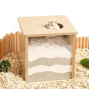 Đáng Yêu Hộp Gỗ Cho Lợn Guinea 20Cm Hamster Mù Đào Hộp Với Một Lỗ