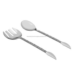 Ensemble de couverts de table en acier inoxydable, argent poli, motif carré gaufré, poignée design fait main de style occidental - Product Image 2