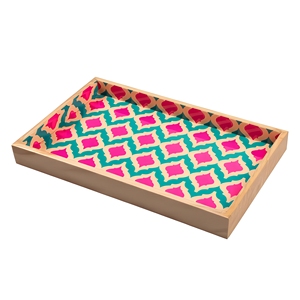 ถาดเสิร์ฟไม้ MDF ลายมีนา พรีเมียม หรูหรา คลาสสิก พร้อมหูจับ สำหรับใช้ในบ้าน งานแต่งงาน และร้านอาหาร - Product Image 1