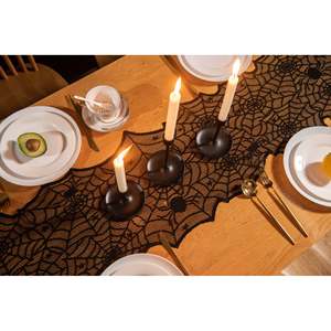 Halloween Black Spider Web Tablecloth Reusable Polyester Lace Mesh Decor For Home <b>Dining</b> Room Party Decoration - Product Image 2