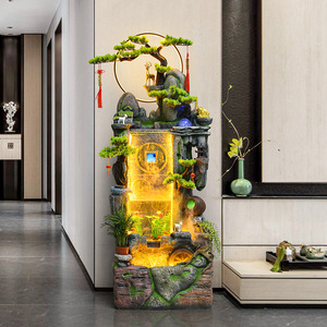 Fuente de agua interior Quanfangyuan con luz LED y diseño de árbol de pino para decoración de sala de estar u oficina, 110-220V - Product Image 1