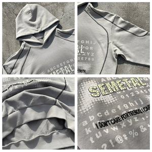 Sudadera con Capucha de Alta Calidad, Estilo Urbano, Unisex, Talla Grande, Hombros Caídos, Estampado Puff, Fabricantes de Sudaderas - Product Image 5